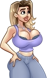 Brandy, in her purple tank top and blue jeans