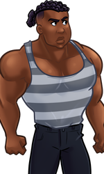 Blake, in his tight-fitting striped tank top