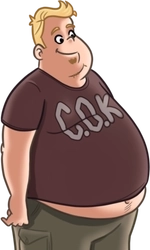 Chuckie, in his ill-fitting CoK shirt
