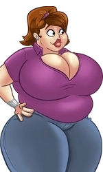 Debbie, in her pink v-neck