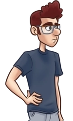 Filmore, in his blue t-shirt