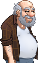 Hairy, in his unkempt undershirt and flannel shirt