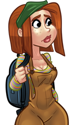 Juniper, in her brown overalls and green headband