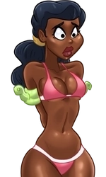 Lydia, in her pink swimsuit