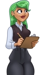 Rachel, in her sweater vest and dress uniform