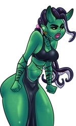 Envy, in her black latex outfit