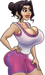 Arianna, in her white tank top and pink running shorts