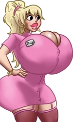 Dolly, in her pink nurse dress