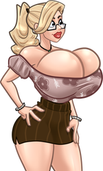 Maria, in her floral blouse and mini skirt