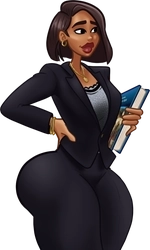 Brenda, in her black business dress
