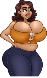 Tammy, in her orange top and dark blue jeans